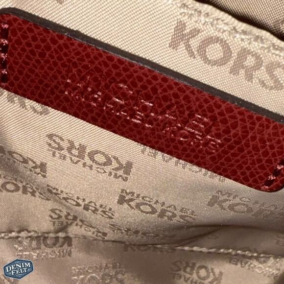 Michael by Michael Kors Maroon Cross Grain Leather Jet Set Tote/ Shoulder Purse - Picture 13 of 15